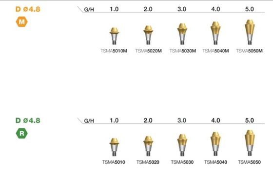 Osstem® Multi Abutment Hiossen Regular / Mini MUA Straight Abutment D: 4.8 Titanium GR5 ELI